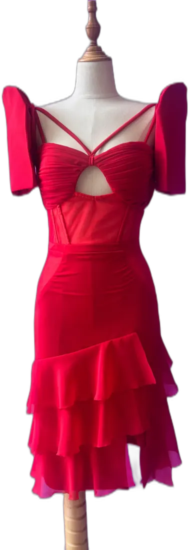 Fuchsia ruffled cocktail dress
