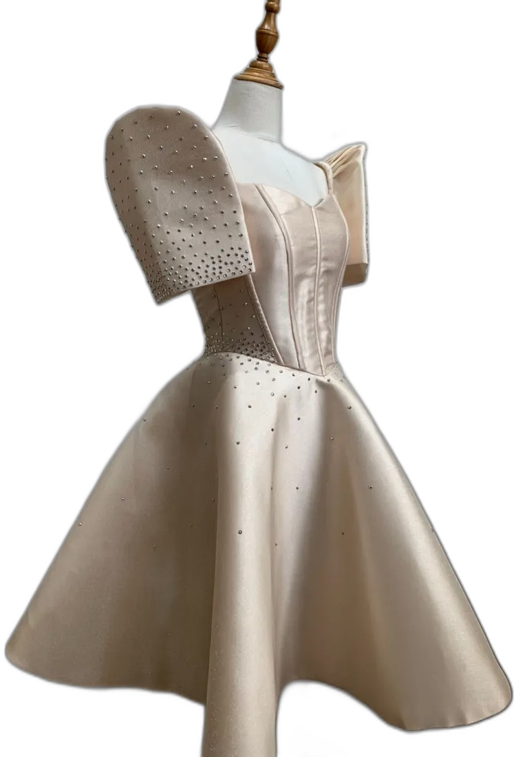 Champagne ball gown with beaded bodice