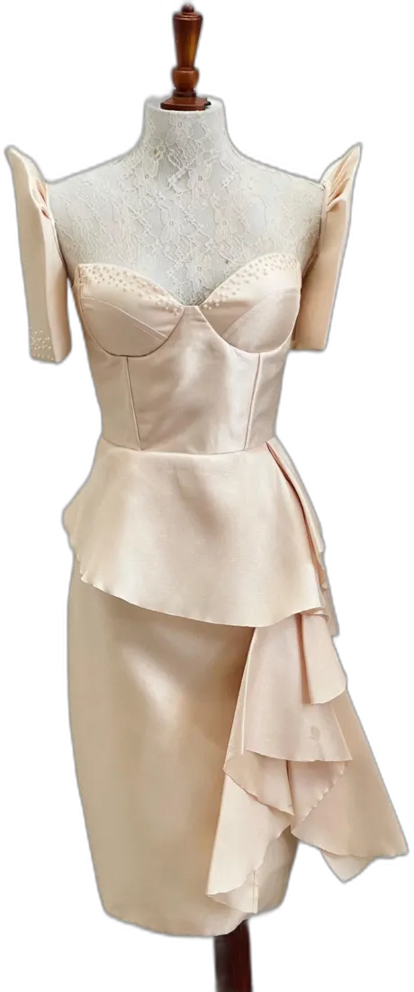 Cream peplum two-piece