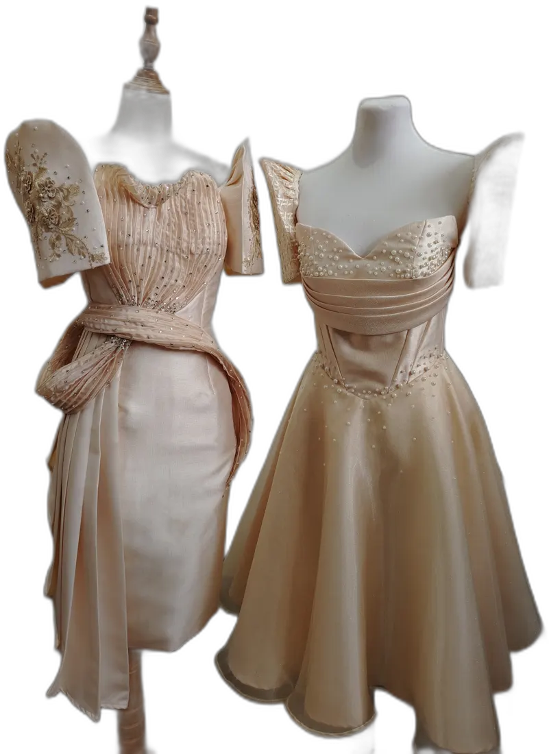 Pair of blush entourage dresses