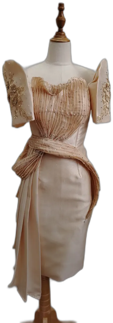 Blush cocktail dress with sash detail